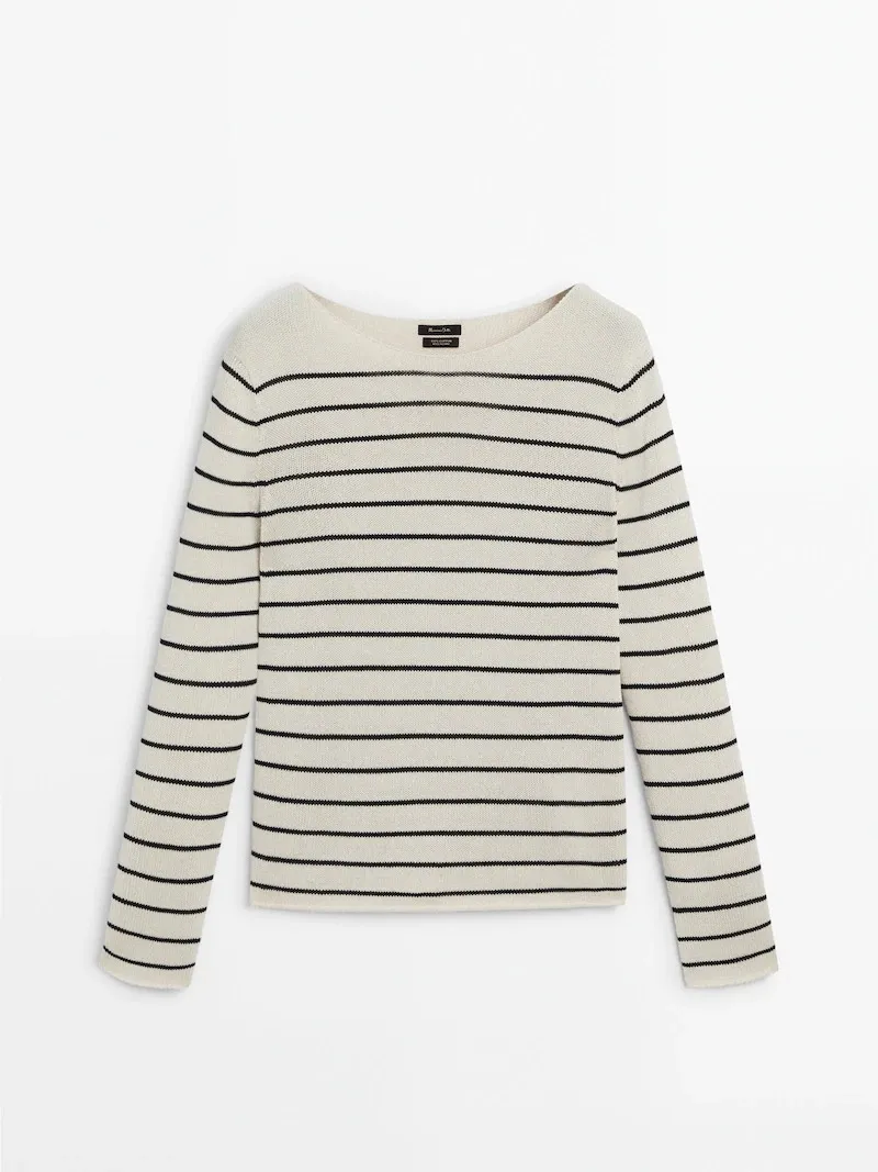 Massimo Dutti  |Casual Style Boat Neck Long Sleeves Plain Office Style