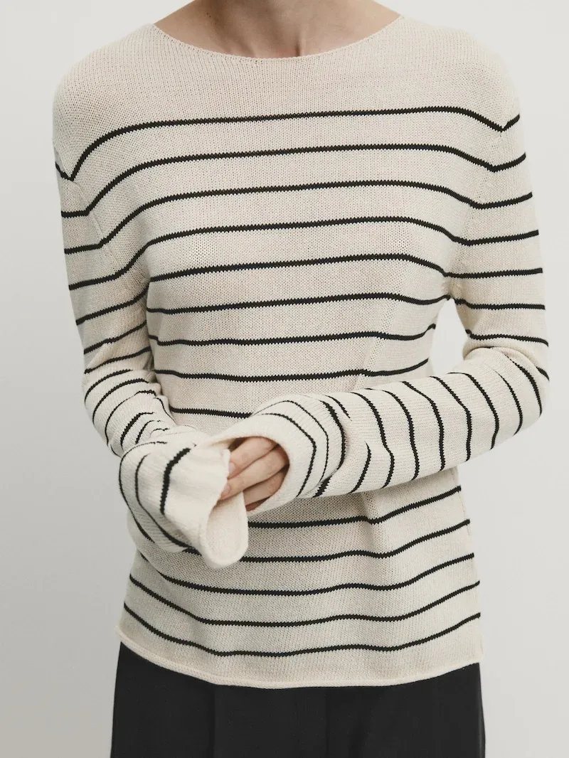 Massimo Dutti  |Casual Style Boat Neck Long Sleeves Plain Office Style