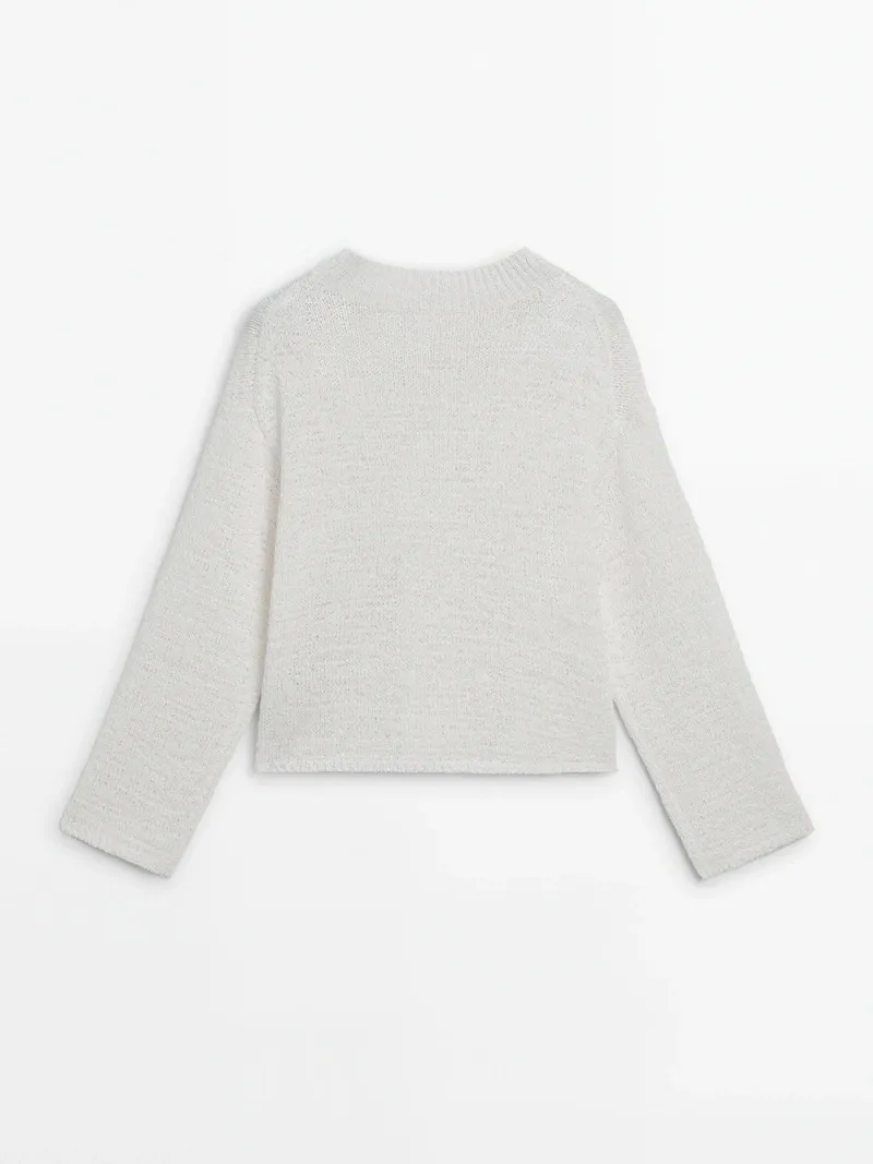 Massimo Dutti  |Crew Neck Casual Style Long Sleeves Plain Cotton