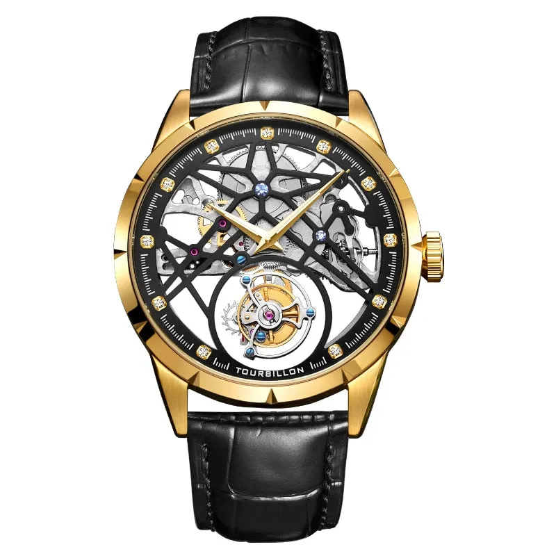 Men's Business Casual Sapphire Crystal Tourbillon Skeleton Watch