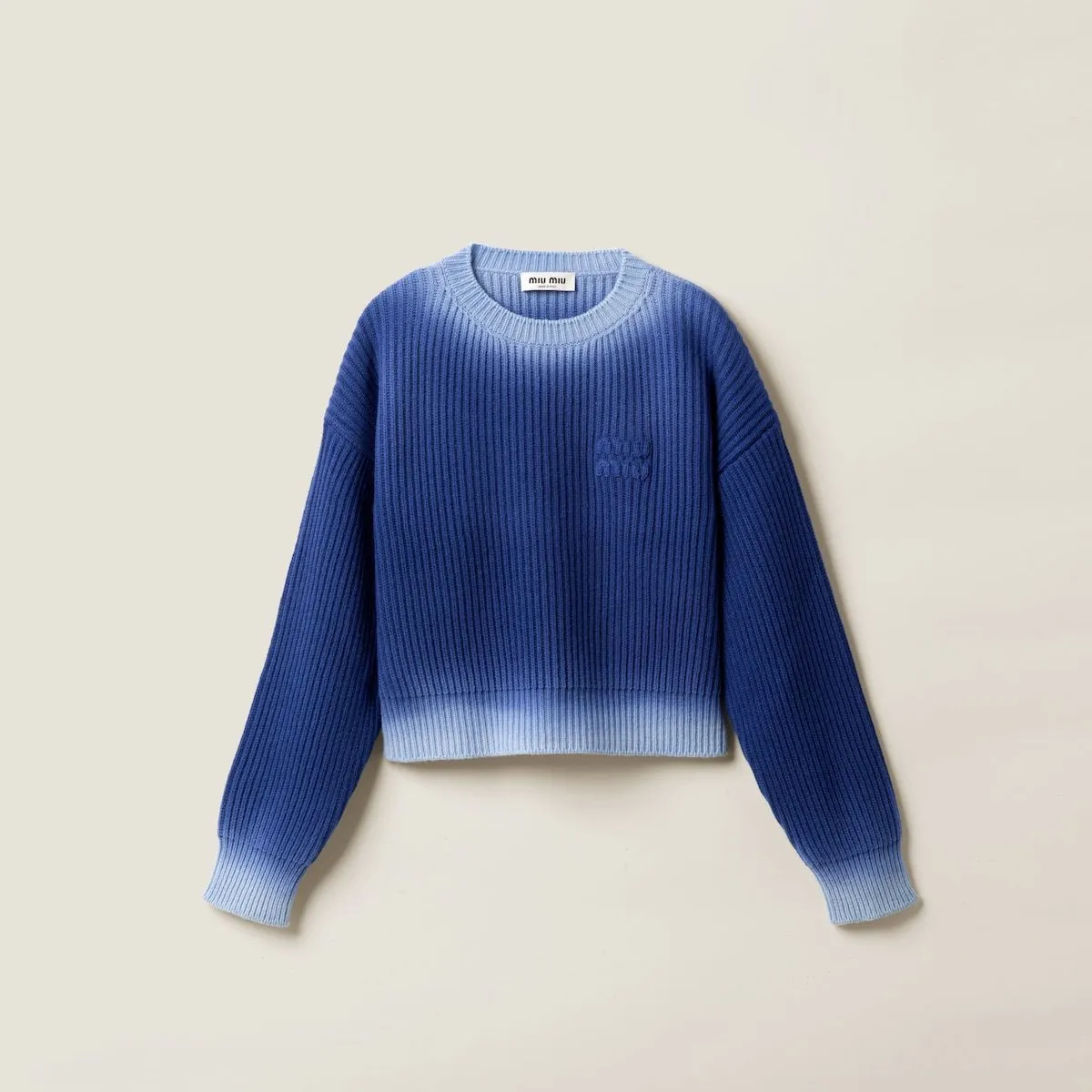 MiuMiu  |Crew Neck Wool Long Sleeves Plain Elegant Style Logo