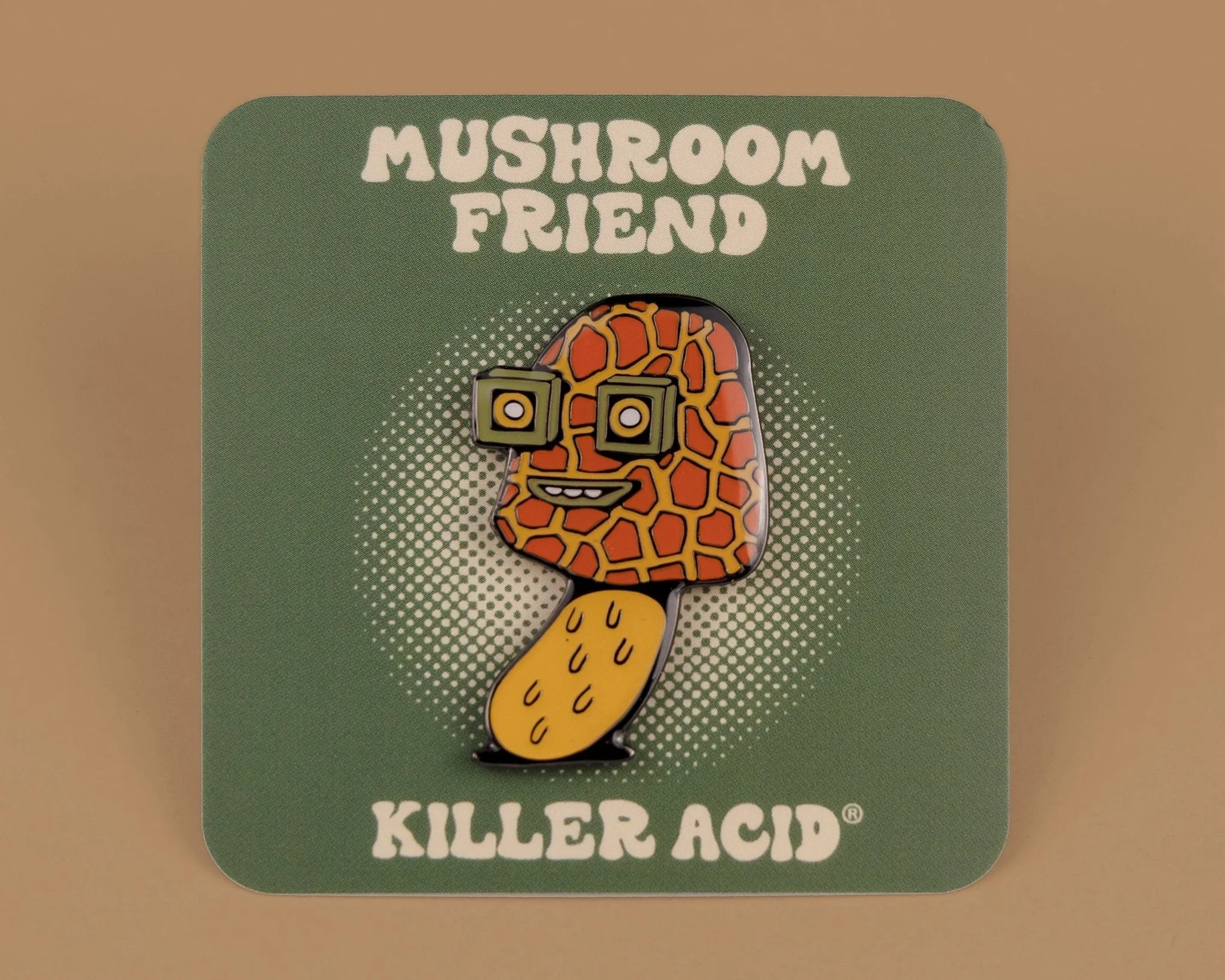 Mushroom Friend Enamel Pin, Morel