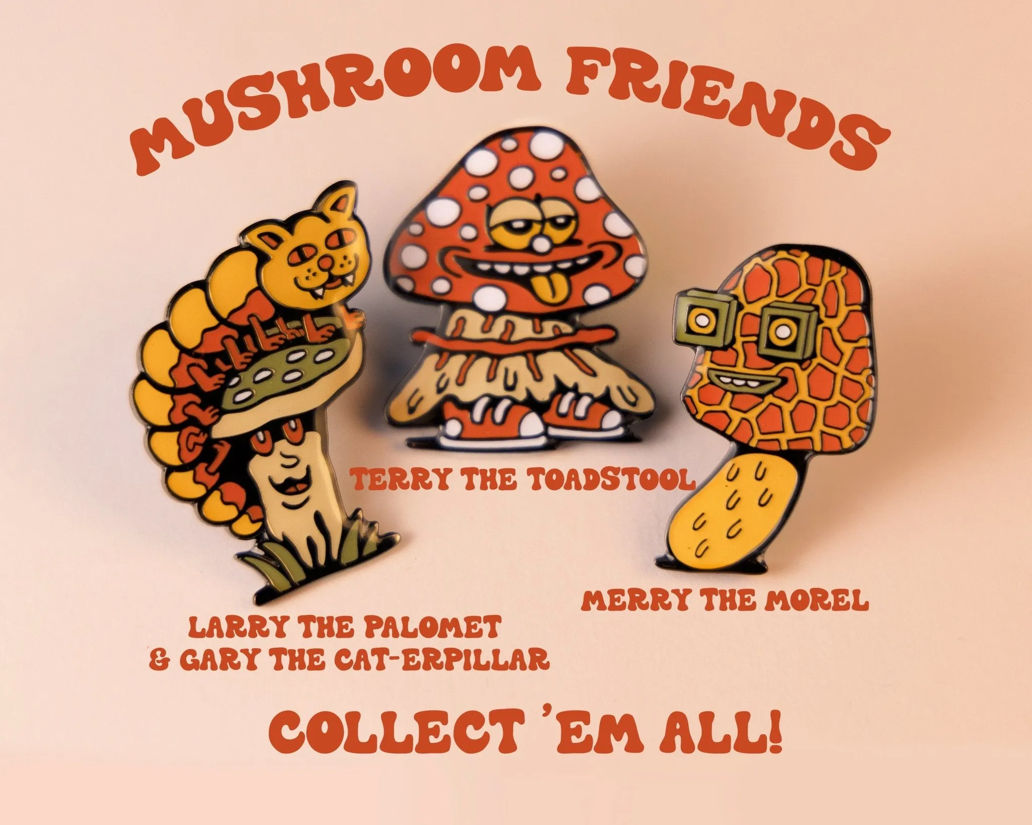 Mushroom Friend Enamel Pin, Morel