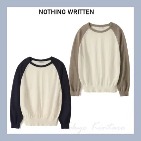 NOTHING WRITTEN  |Casual Style V-neck & Crew neck