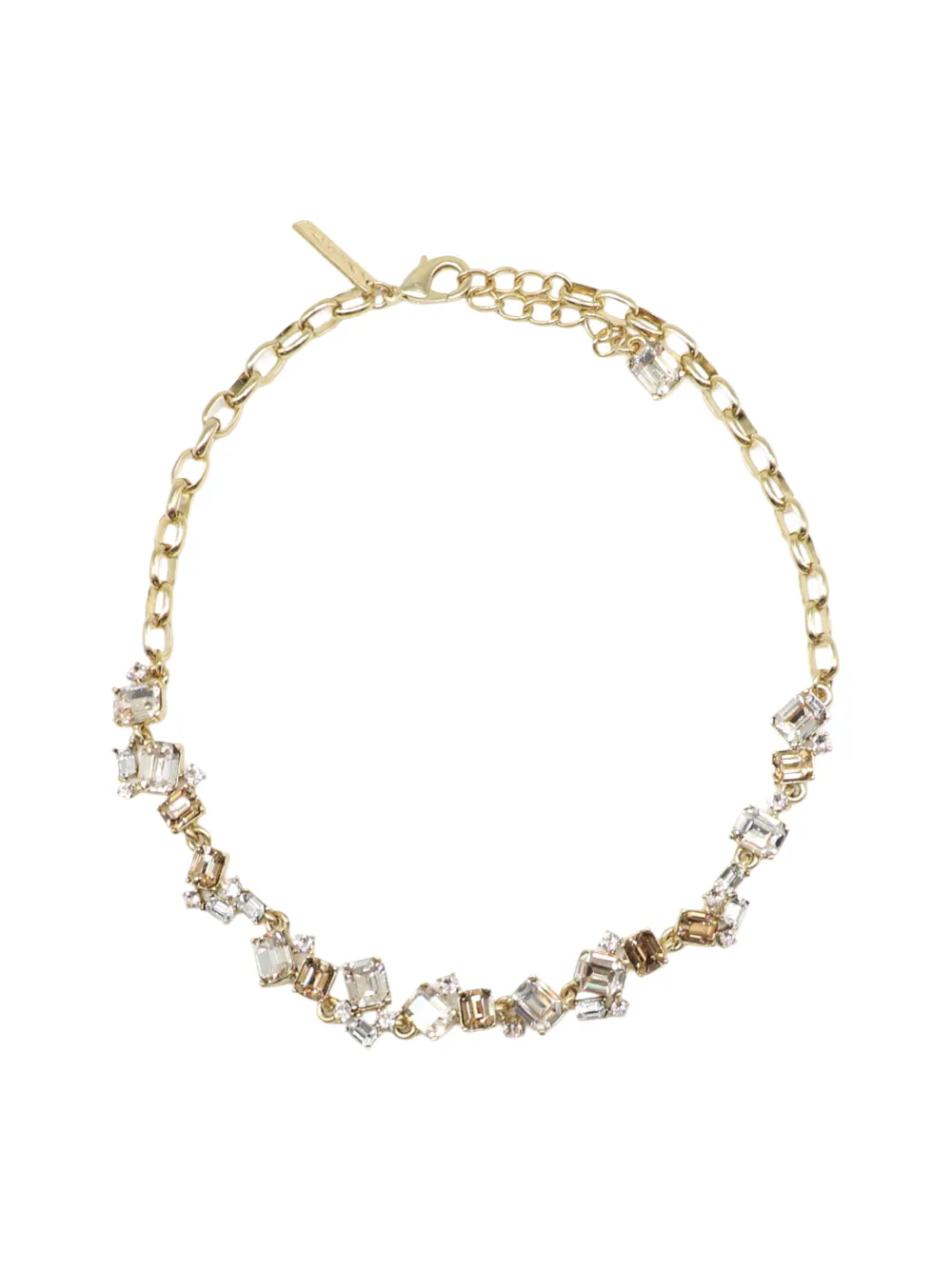 Oscar de la Renta Scrambled Crystal Necklace in Honey