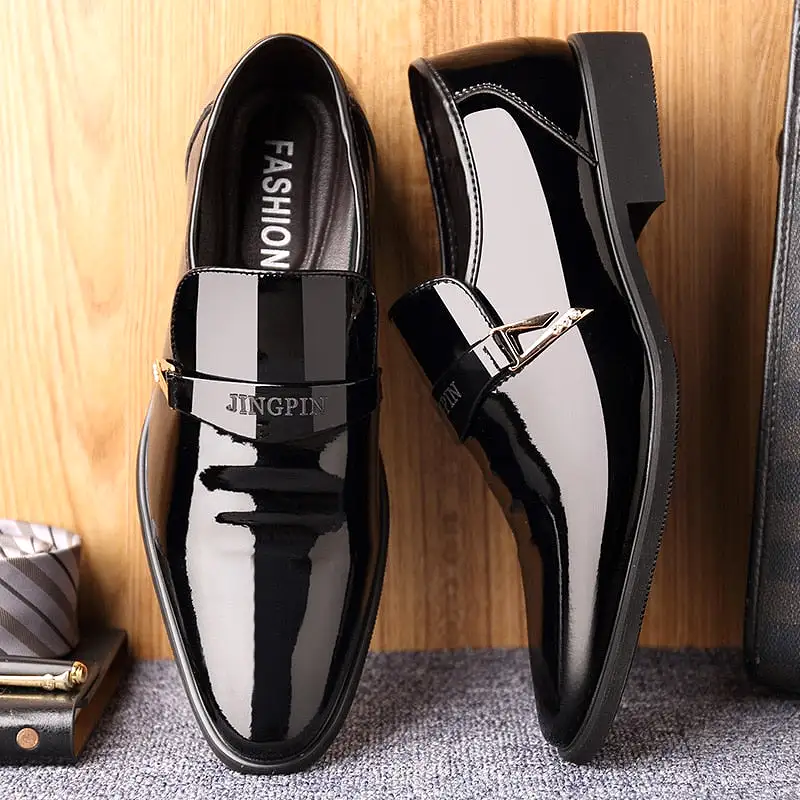 Patent Leather Moccasin  Pointed Toe Shoes for Men