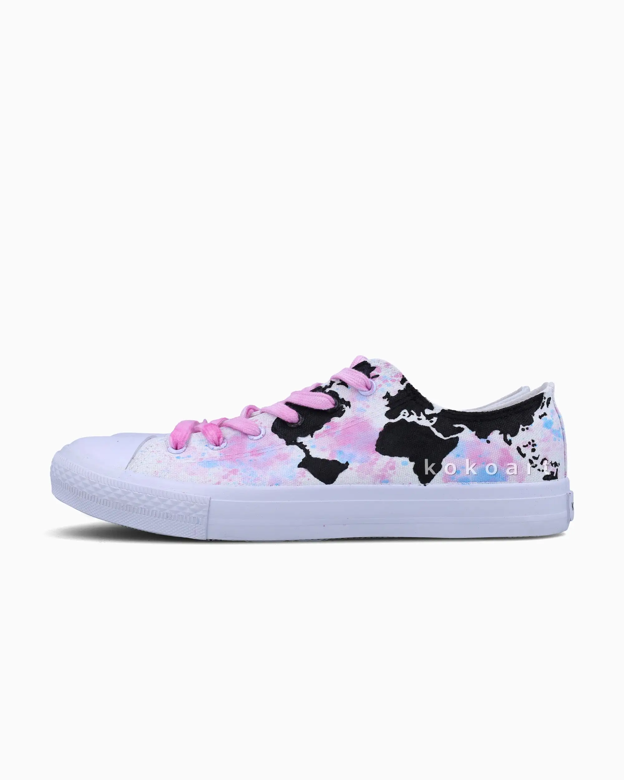 Pink Watercolour Let's Travel Hand Painted Shoes