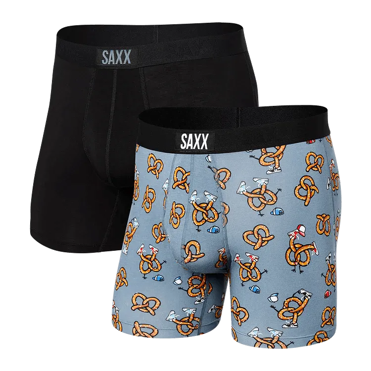 SAXX Men's Vibe 2-Pack Boxer Brief Underwear - Pretzel B-Boyz/Black