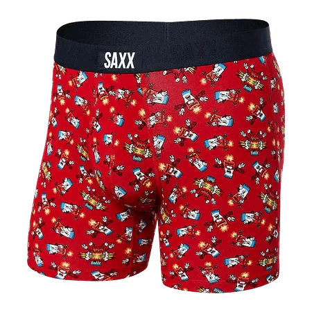 Saxx Men's Vibe Boxer Brief Underwear - Big Bang - Red