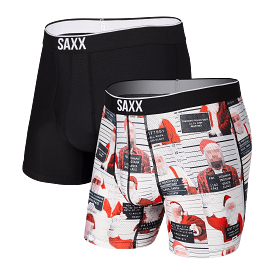 SAXX Men's Volt 2-Pack Boxer Brief Underwear - Bad Santas/Black