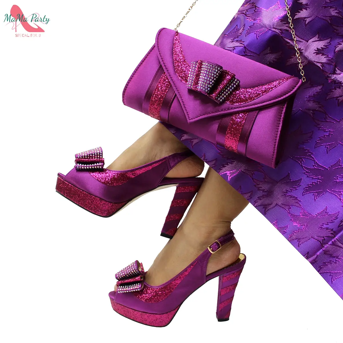 Slingbacks Sandals with Platform iAfrican Women Shoes and Bag Set