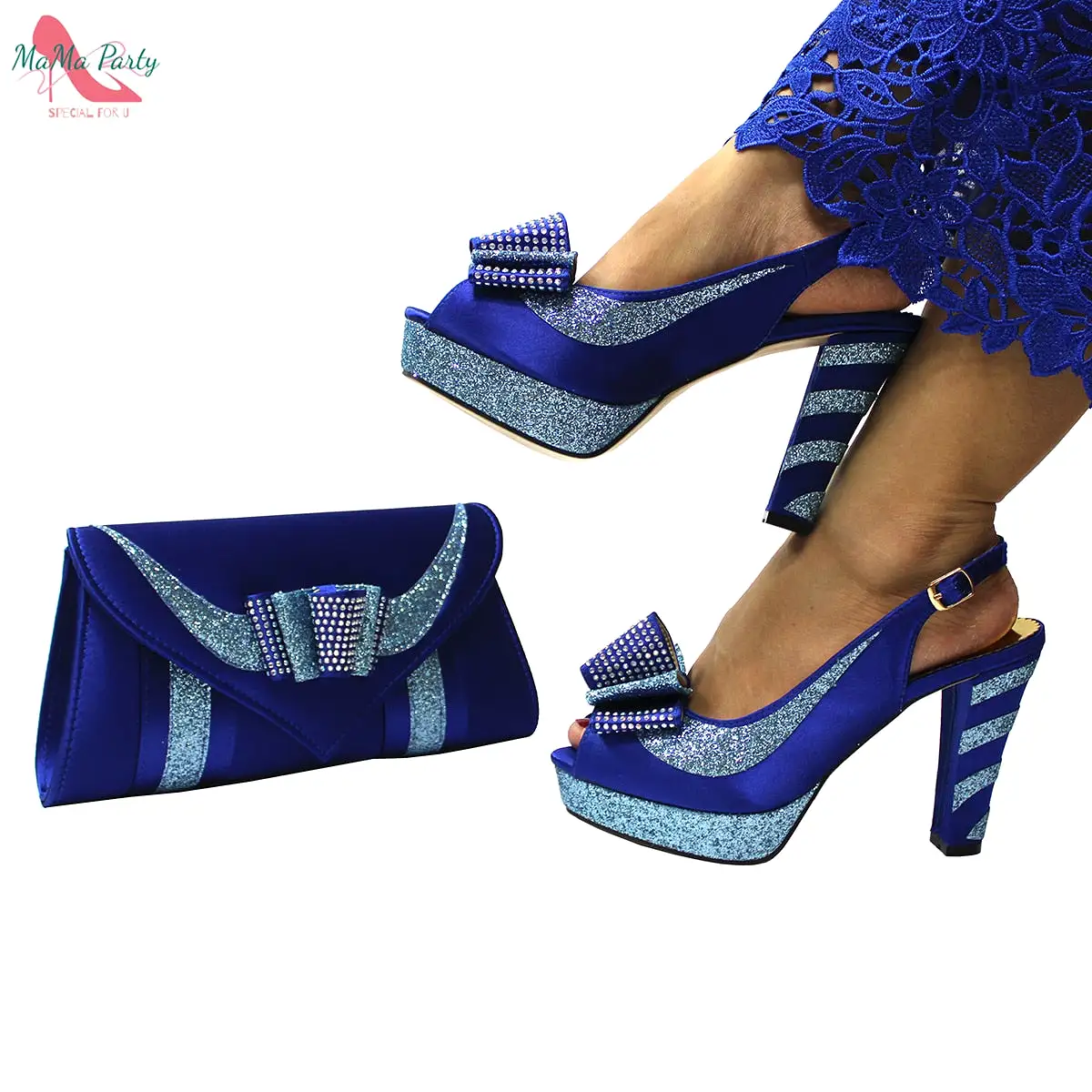 Slingbacks Sandals with Platform iAfrican Women Shoes and Bag Set