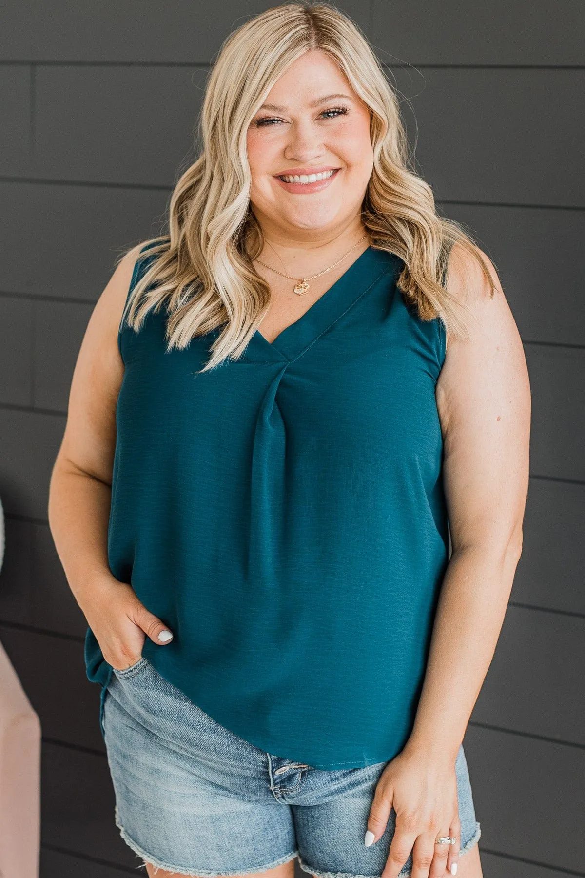 Sunday Best Sleeveless Blouse- Dark Teal