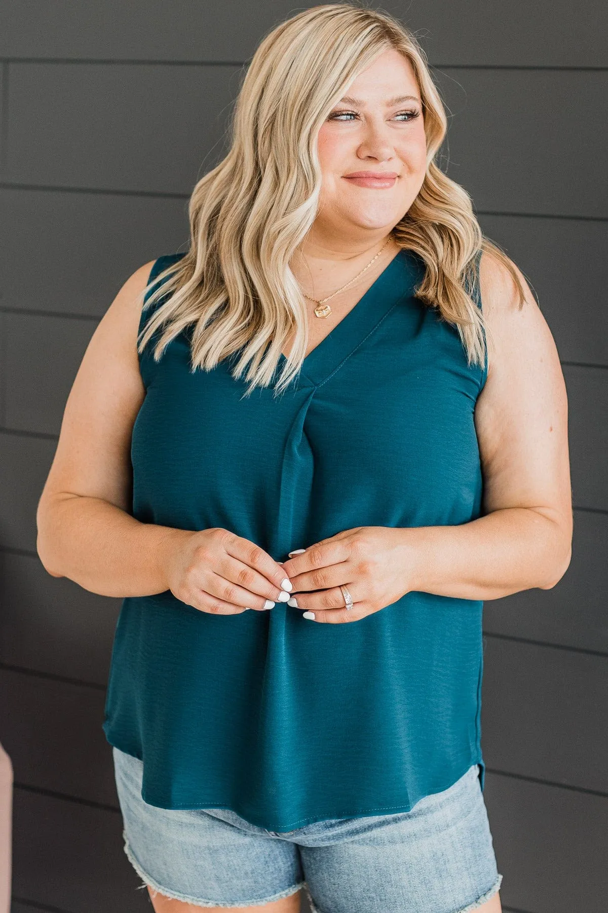 Sunday Best Sleeveless Blouse- Dark Teal