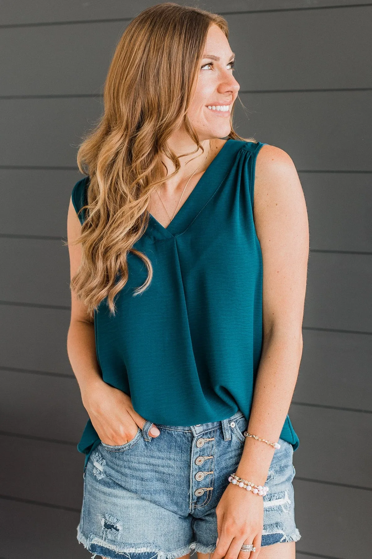 Sunday Best Sleeveless Blouse- Dark Teal