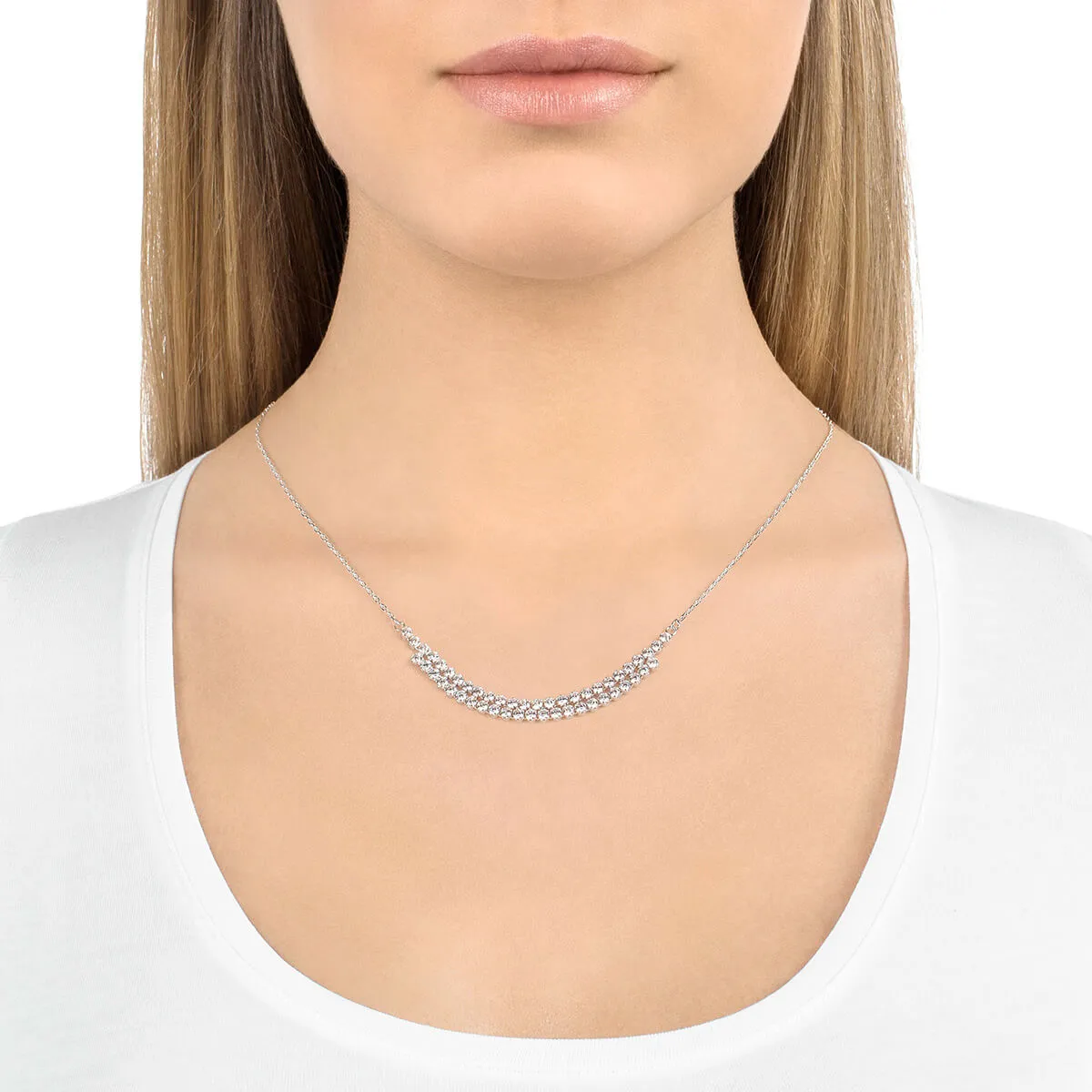 Swarovski Clear Crystal Necklace SUBTLE, Rhodium #5217771