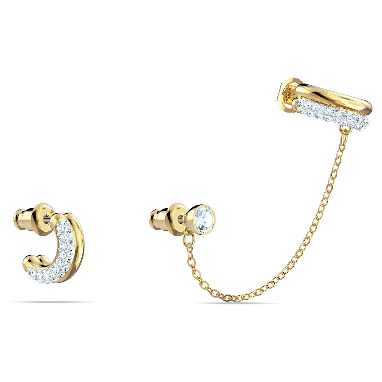 Swarovski Time Ear Cuffs Asymmetrical Design, White, Mixed metal - 5566005