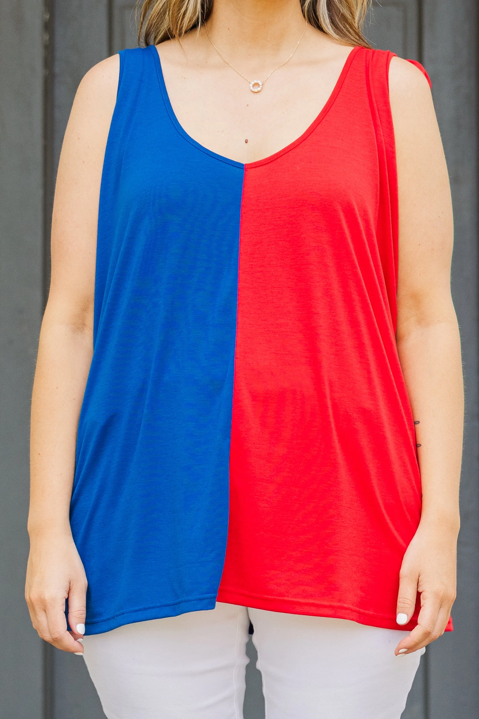 Sweet Little Patriot Top, Blue/Red