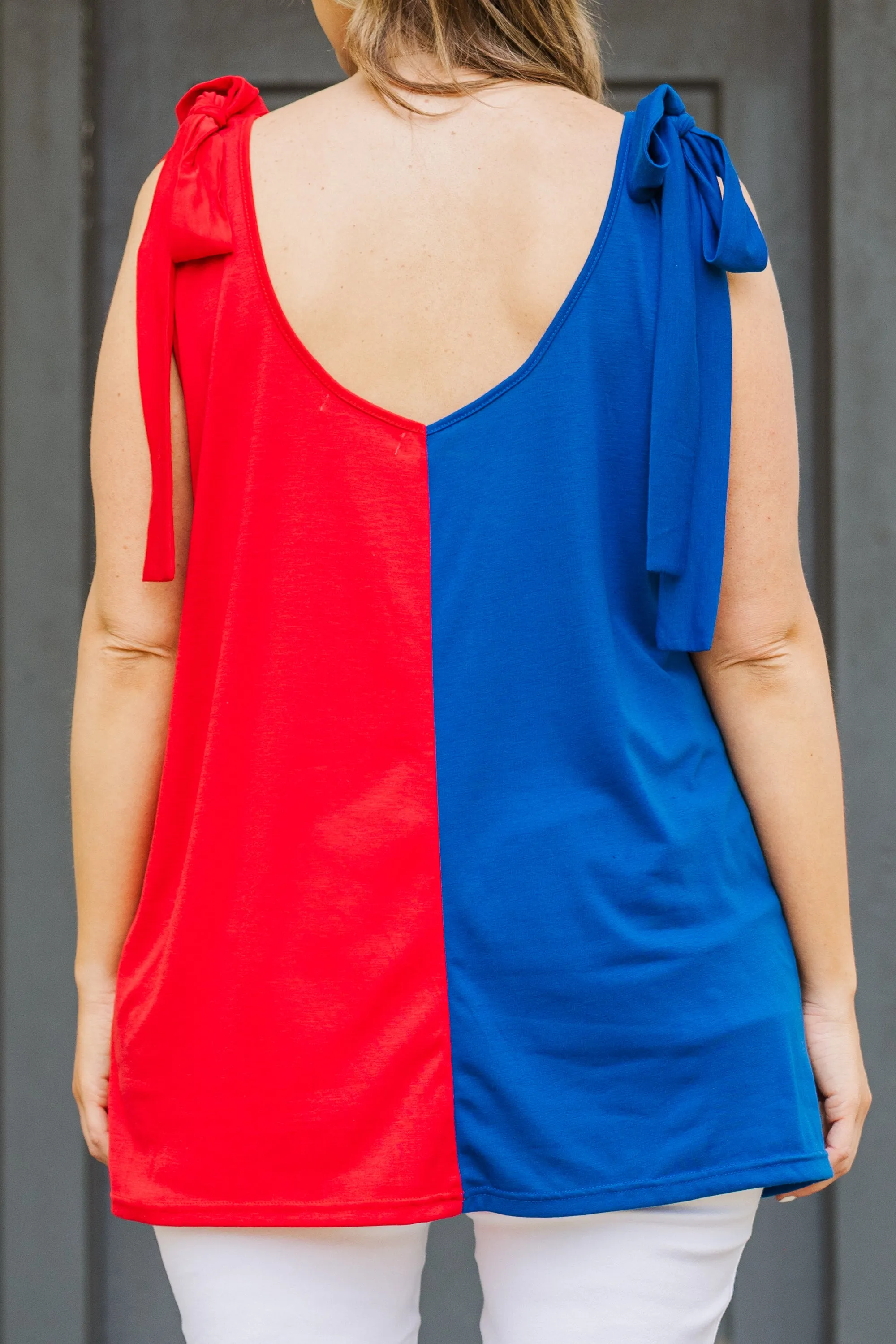 Sweet Little Patriot Top, Blue/Red