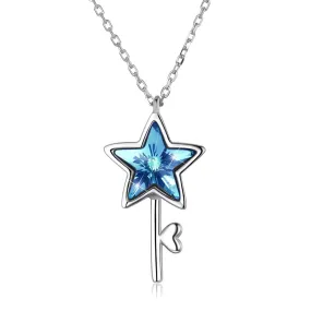 The Fairy Star Key Swarovski Sapphire Crystal Necklace