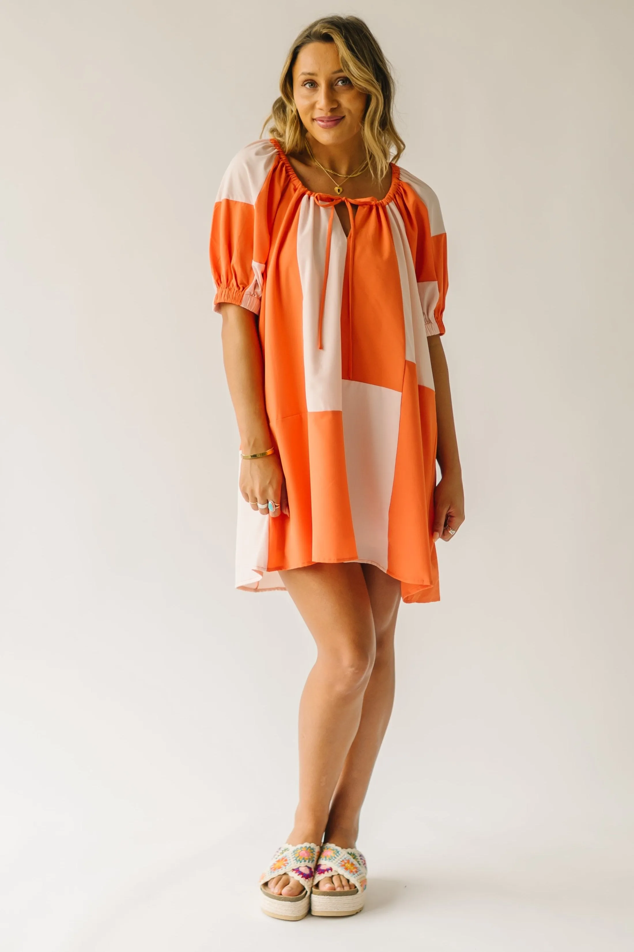 The Maysville Colorblock Dress in Orange Multi