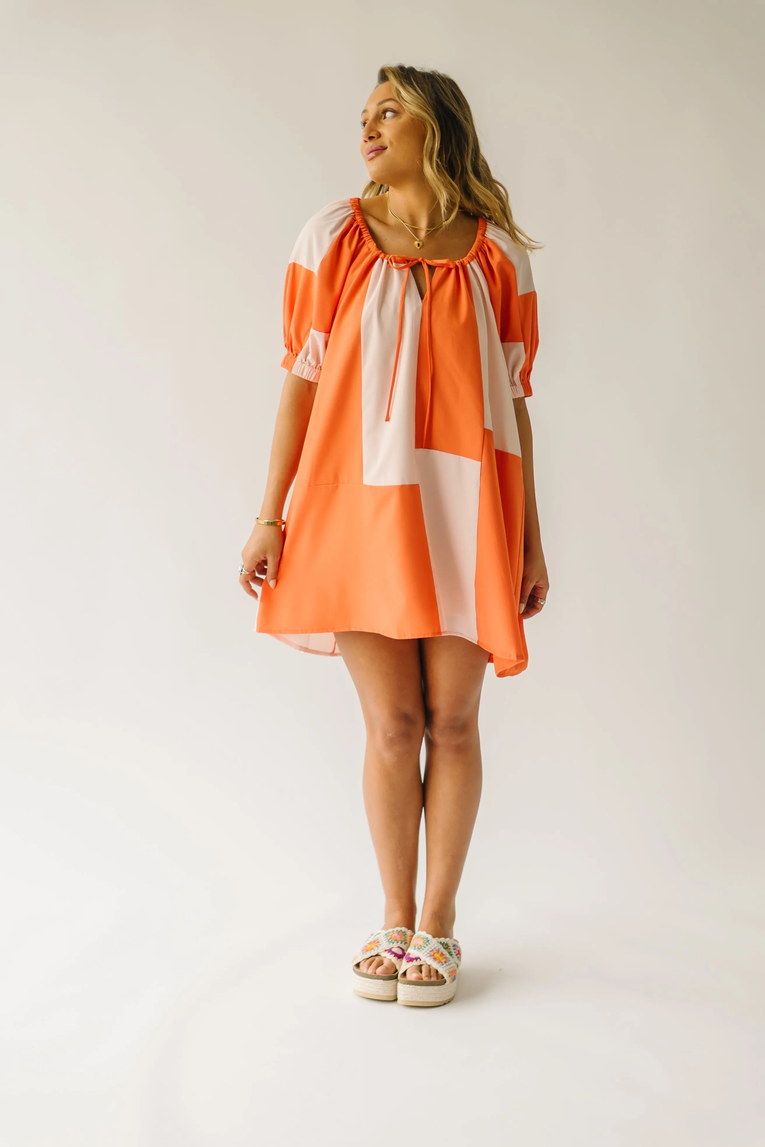 The Maysville Colorblock Dress in Orange Multi