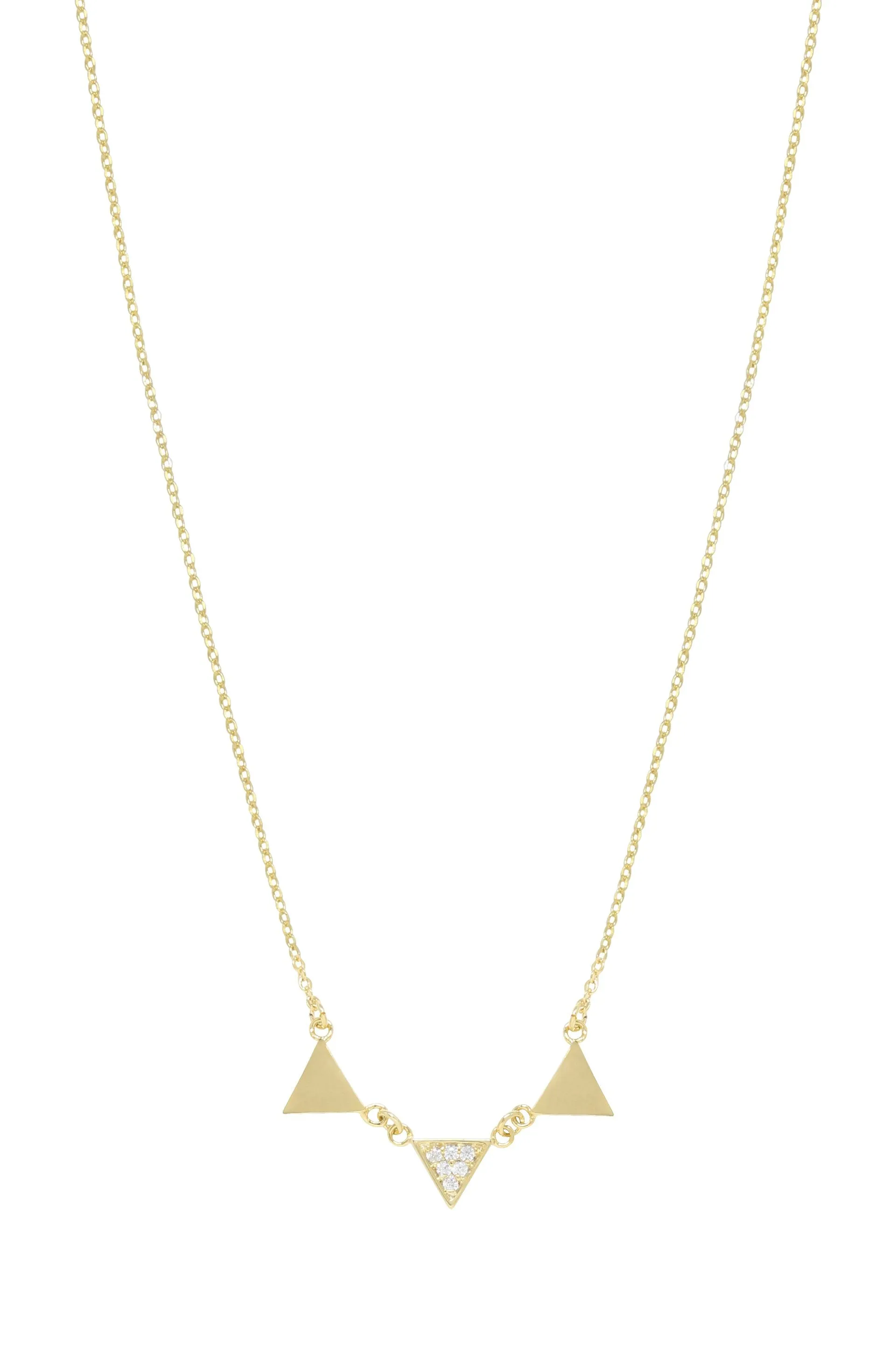 Three Point 18k Gold Plated Crystal Necklace