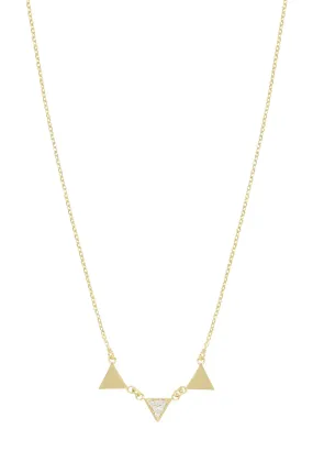 Three Point 18k Gold Plated Crystal Necklace