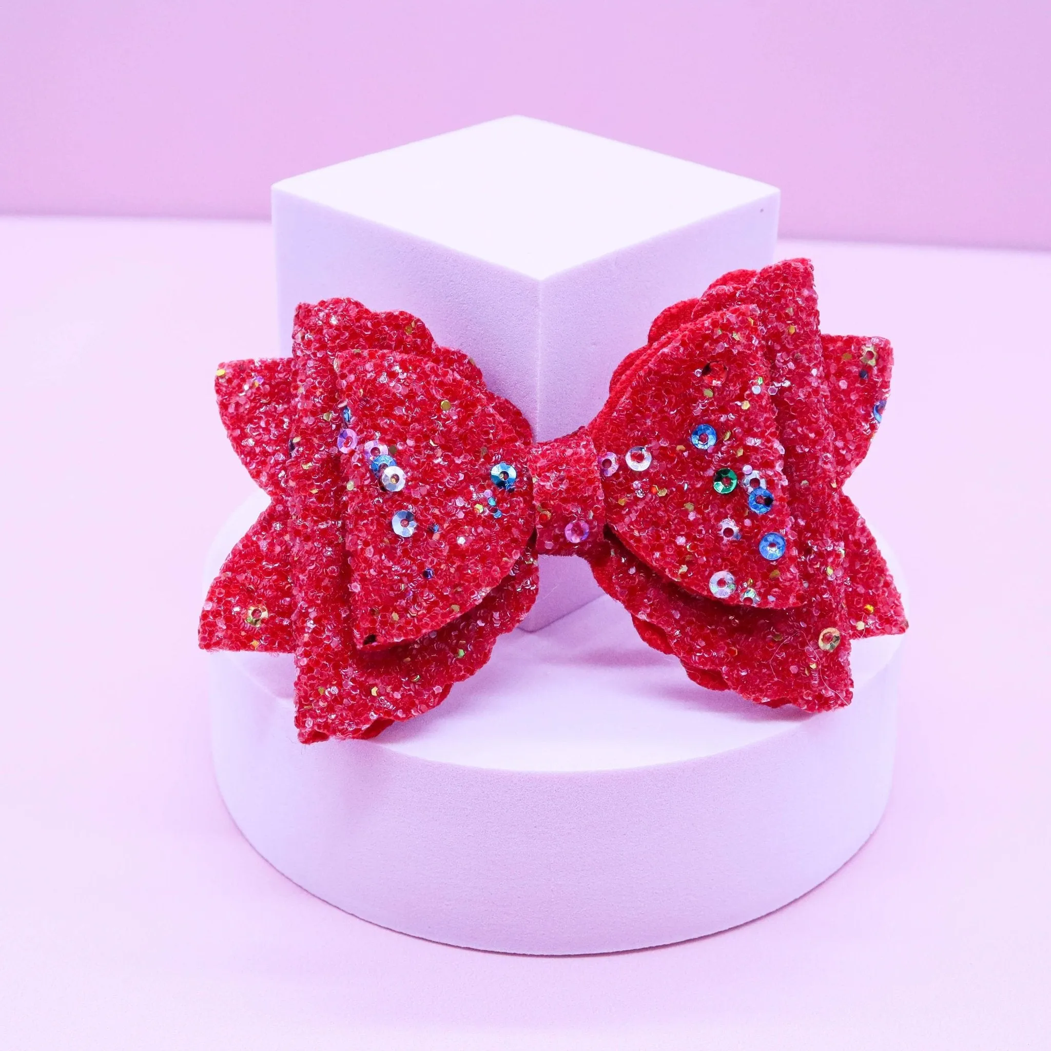 Triple Layer Heavy Glitter Hair Bow