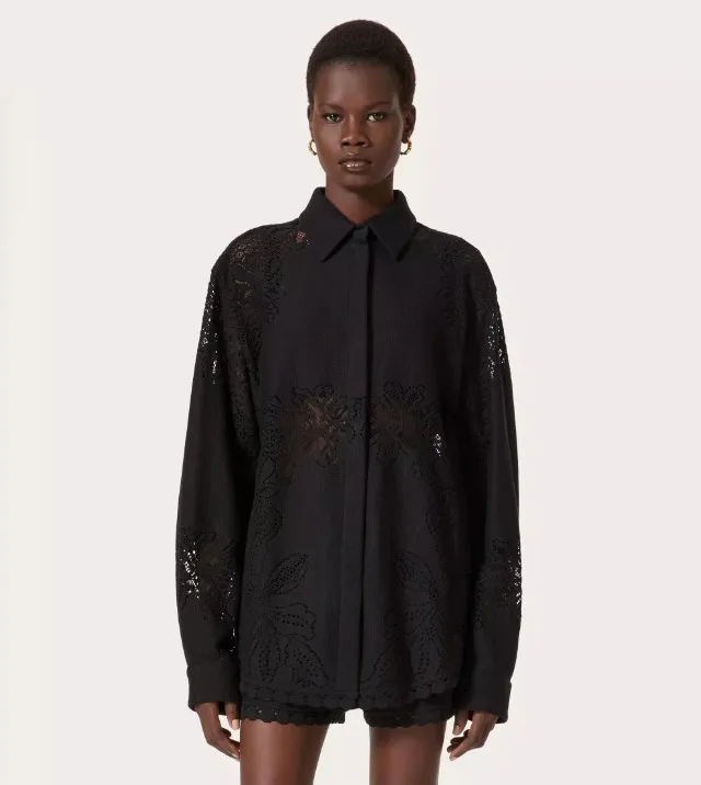 VALENTINO  |Flower Patterns Casual Style Blended Fabrics Long Sleeves