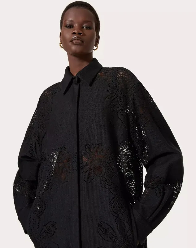 VALENTINO  |Flower Patterns Casual Style Blended Fabrics Long Sleeves