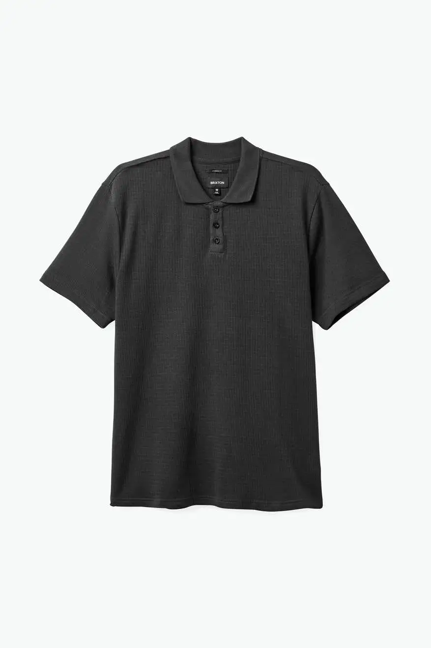 Waffle S/S Polo - Washed Black