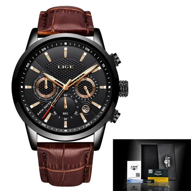 Watches Top Brand Luxury Men Wristwatch Leather Quartz