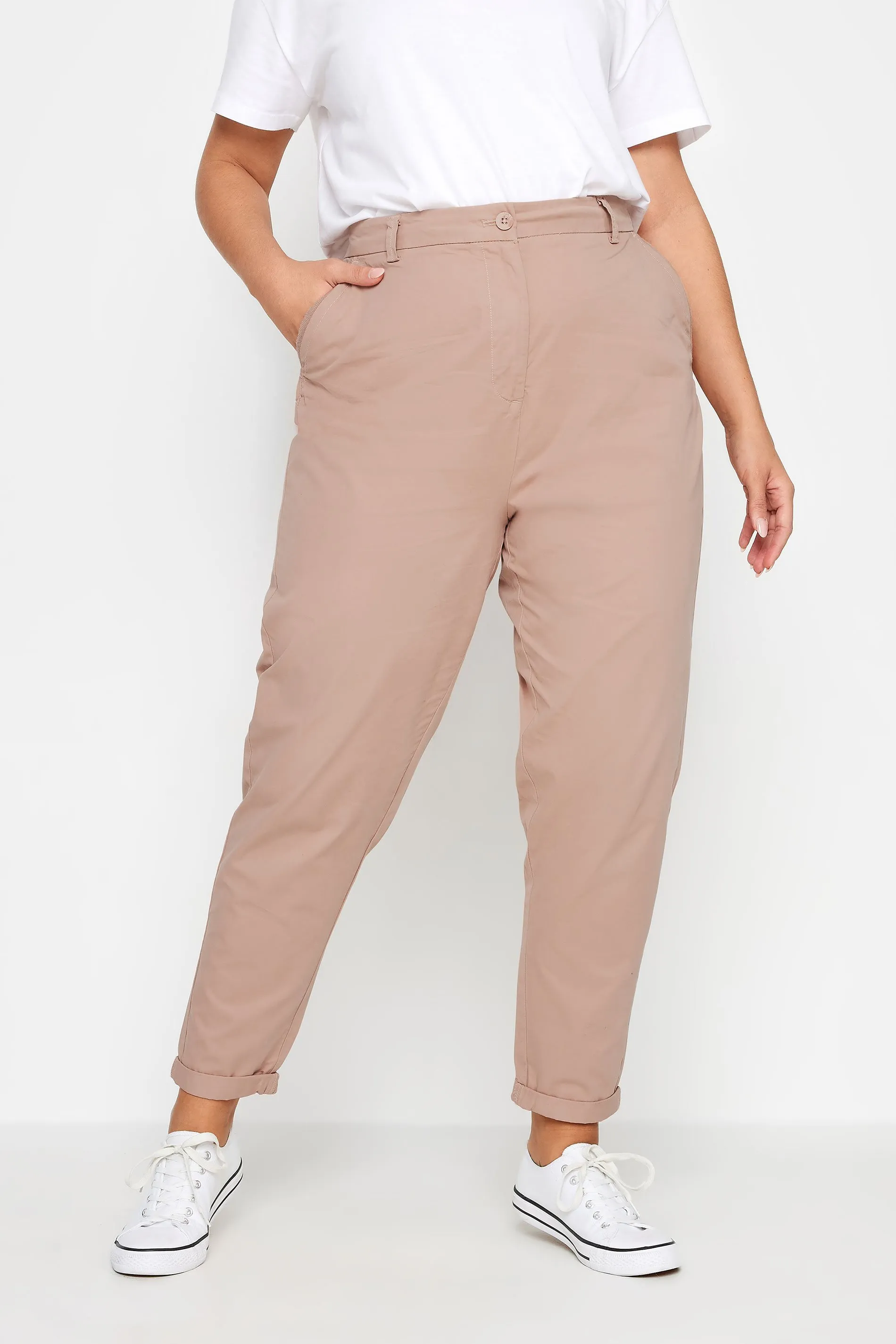 YOURS Curve Blush Pink Straight Leg Chino Trousers