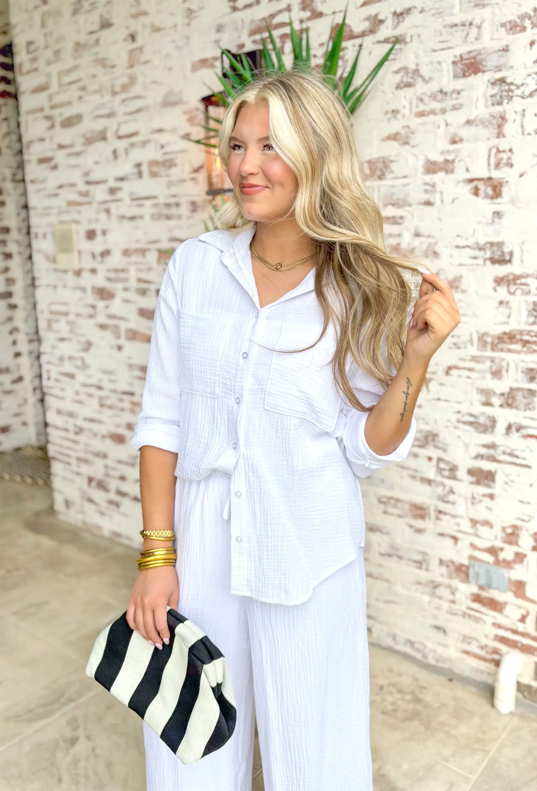 Z SUPPLY Kaili Button Up Gauze Top in White