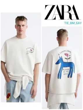 ZARA  |Cotton Short Sleeves Sweatshirts