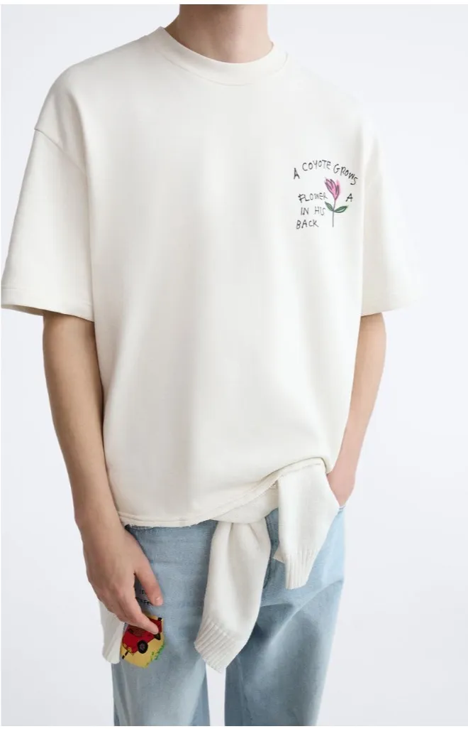 ZARA  |Cotton Short Sleeves Sweatshirts