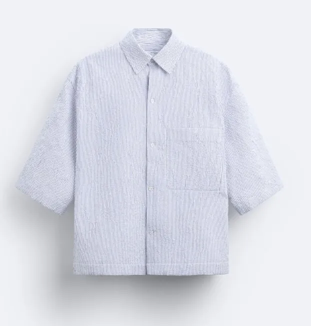 ZARA  |Stripes Cotton Short Sleeves Shirts