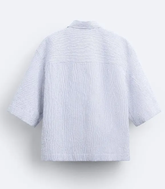 ZARA  |Stripes Cotton Short Sleeves Shirts